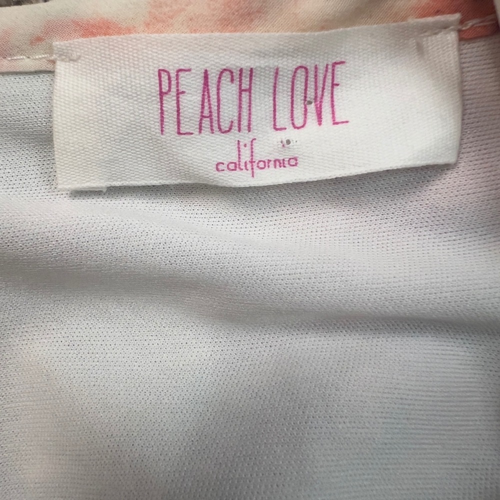 Peach Love California Watercolor Floral Cold Shoulder Romper Peach Teal Small - Picture 4 of 10